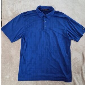 Tiger Woods collection dri-fit polo mans medium blue polyester short sleeve EUC